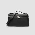 Black Pebbled Faux Leather Mini Box Handbag Zipper Top‑Handle Crossbody Purse